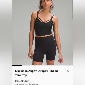 lululemon align strappy ribbed tank top size 6